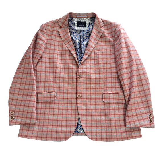 Tailorbyrd Other - Plaid 2 Button Tailorbyrd Sportscoat Burnt Orange 46R Blazer Stretch Fabric Prep